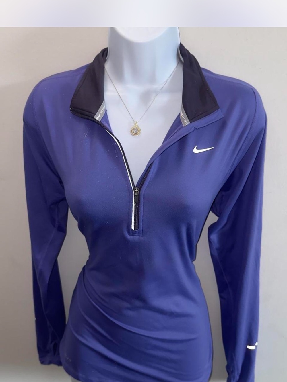 Nike Women's Purple Half-Zip Training Pullover with Black Collar
